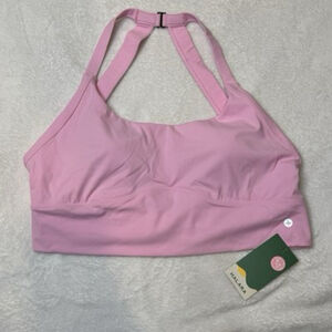 Halara Buckle Neck Sports Bra Size XXL  Baby Pink Soft Wide Band